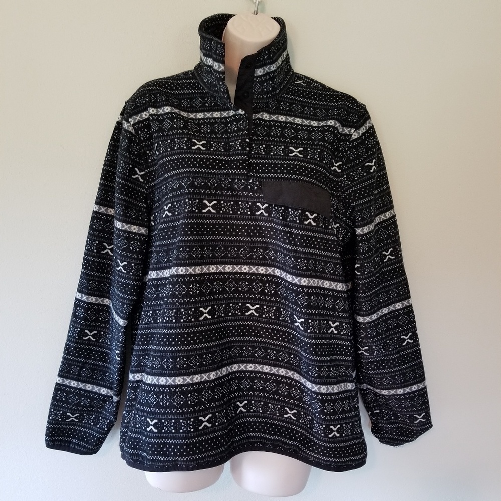 Jachs Cabin Snap Pullover Sweatshirt Black Small